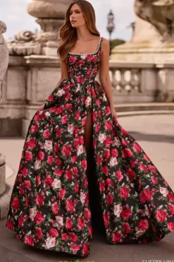 A Line Floral Long Dress 57725