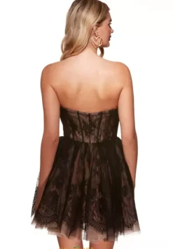 A Line Strapless Short Dress 30041