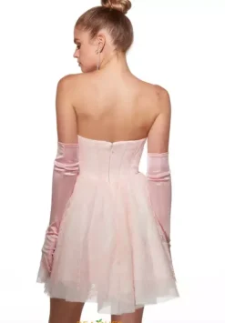 A Line Strapless Short Dress 30041