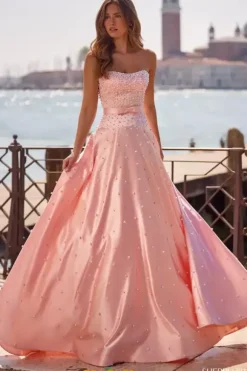 Back Zipper Bow Long Dress 57235