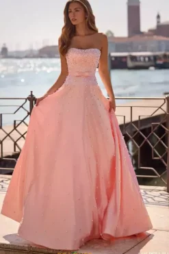 Back Zipper Bow Long Dress 57235