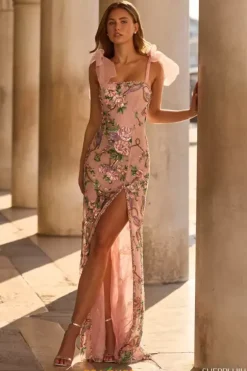 Beaded Long Fitted Dress 57602