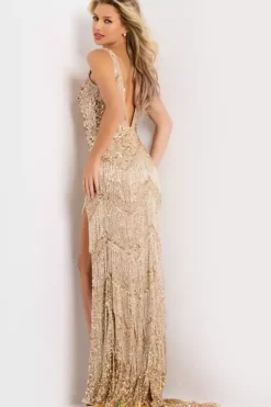 Beaded V Neck Fitted Dress 38847
