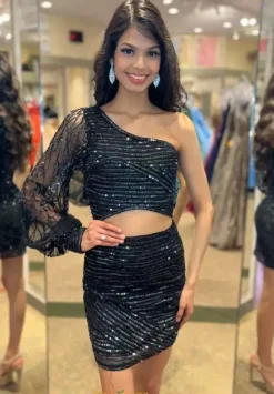 Fitted Beaded Short Dress 1191