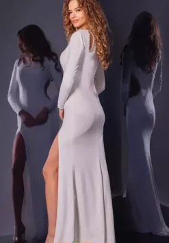 Fitted Long Sleeve Jersey Dress 36722