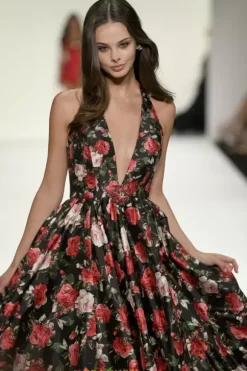 Halter Neckline A Line Dress 57726