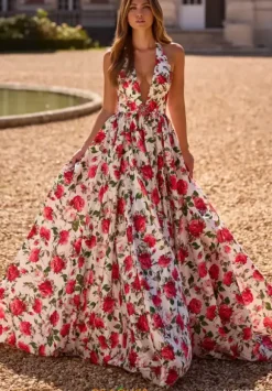 Halter Neckline A Line Dress 57726