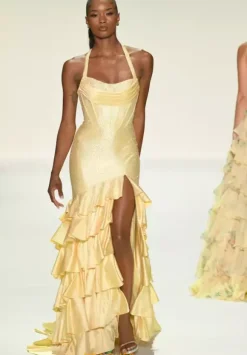 Halter Neckline Satin Dress 57618