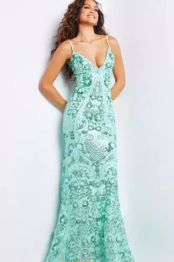 Long Fitted Sequins Dress 23839
