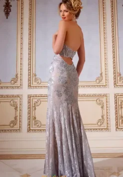 Long Halter V Neckline Dress 43098