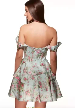 Off The Shoulder Satin Short Dress 30037