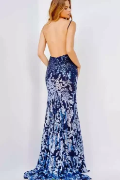 Open Back Fitted Long Dress 09749
