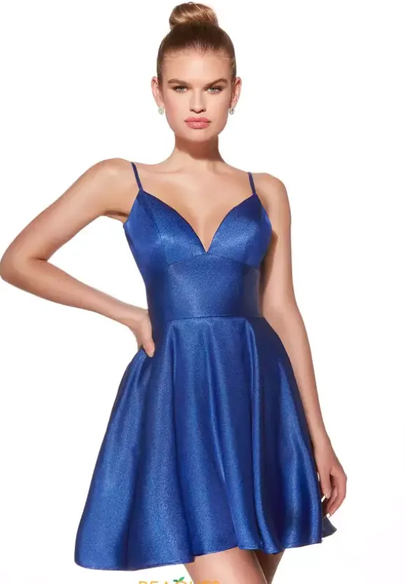 Satin A Line Short Dress 30062