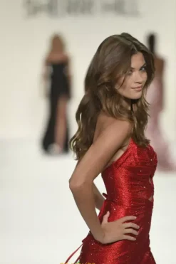 Satin Fitted Long Dress 57976