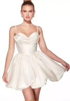 Short A Line Satin Dress 30012