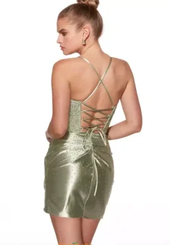 Short Beaded Corset Dress 40092