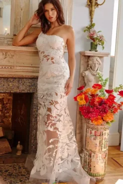 Single Shoulder Sequins Long Dress 02895