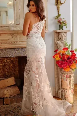 Single Shoulder Sequins Long Dress 02895