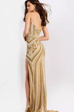 Strapless Beaded Long Dress 38707
