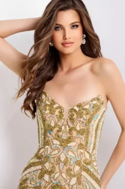 Strapless Beaded Long Dress 38707