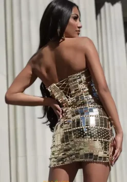 Strapless Fitted Beaded Dress 1744