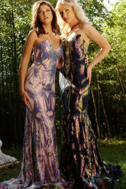 Strapless Fitted Sequins Dress 05100