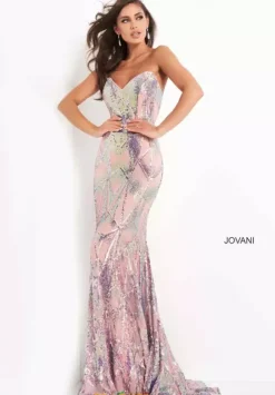 Strapless Fitted Sequins Dress 05100