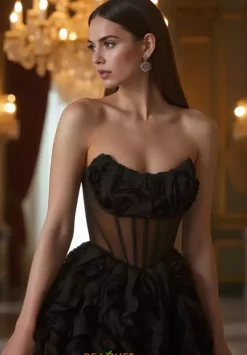 Strapless Scoop Neckline Short Dress 30077