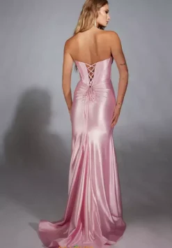 Stretch Satin Fitted Corset Dress 61733