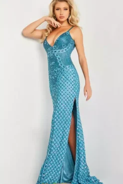 V Neck Fully Beaded Dress 36643