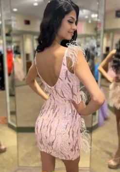 V Neckline Fitted Short Dress 1146