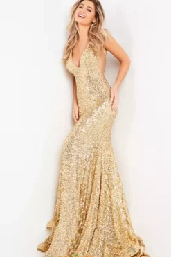 V Neckline Sequins Dress 23079