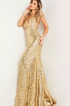 V Neckline Sequins Dress 23079
