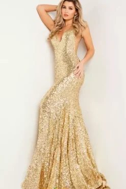 V Neckline Sequins Dress 23079