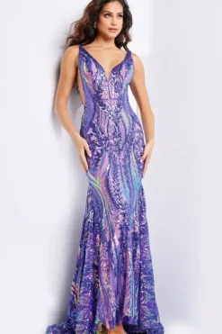 V Neckline Sequins Fitted Dress 22770